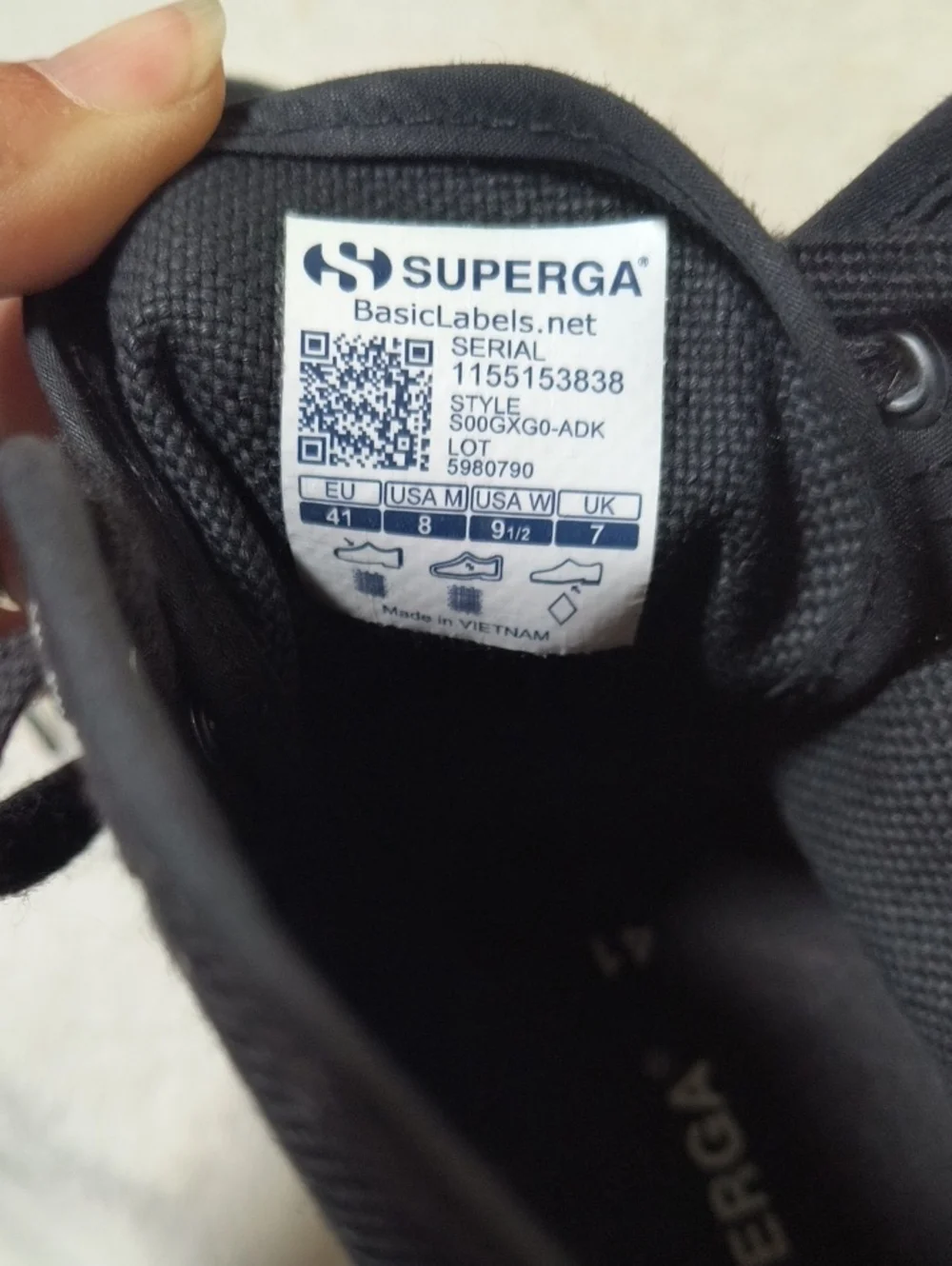 Superga Black High Top Ankle Sneakers Size 9.5